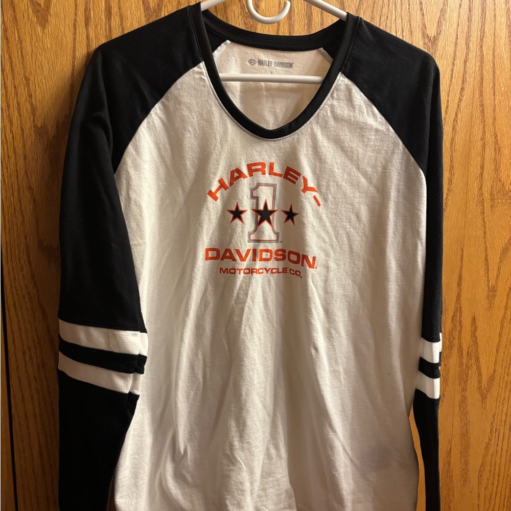 Harley-Davidson Woman’s or Men’s Black & White Long Sleeve Raglan Shirt